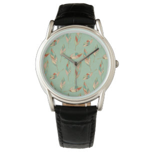 Southwest Geo Step   Green Feather Pattern Watch