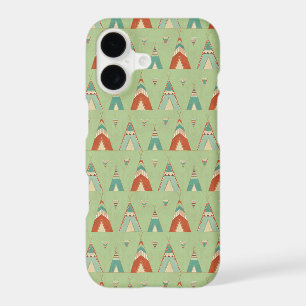 Southwest Geo Step Green Teepee Pattern