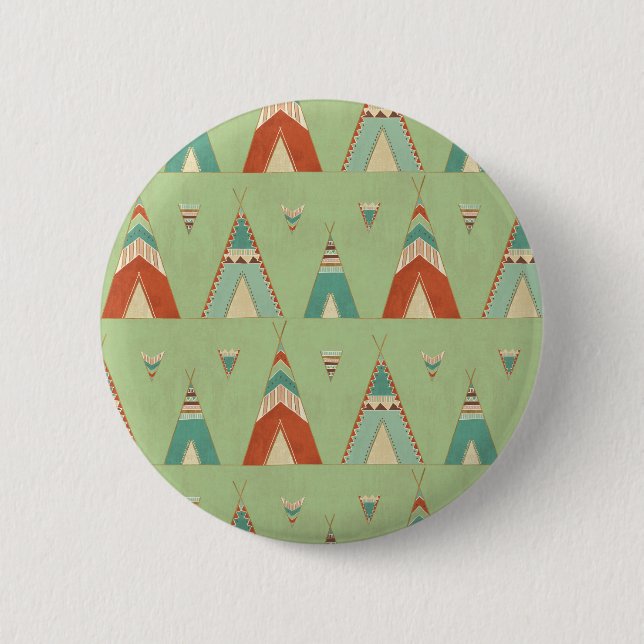 Southwest Geo Step | Green Teepee Pattern 6 Cm Round Badge (Front)