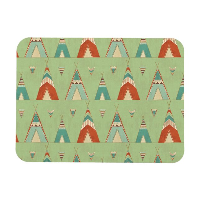 Southwest Geo Step | Green Teepee Pattern Magnet (Horizontal)
