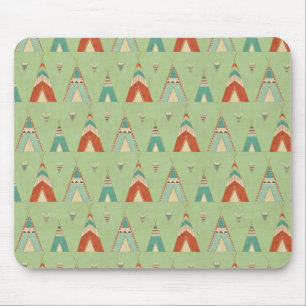 Southwest Geo Step   Green Teepee Pattern Mouse Pad