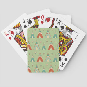 Southwest Geo Step   Green Teepee Pattern Playing Cards
