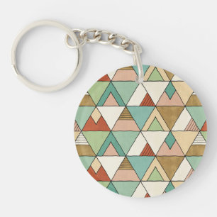 Southwest Geo Step   Hand Drawn Tribal Pattern Key Ring