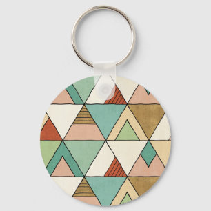 Southwest Geo Step   Hand Drawn Tribal Pattern Key Ring