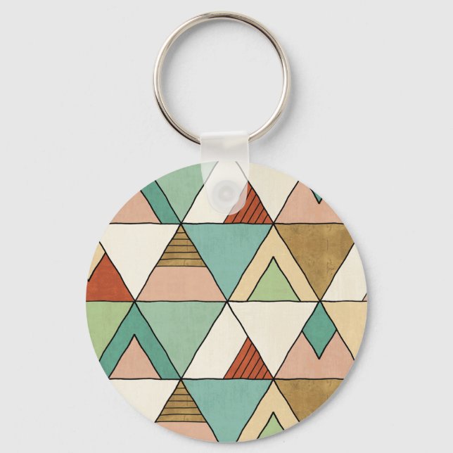 Southwest Geo Step | Hand Drawn Tribal Pattern Key Ring (Front)