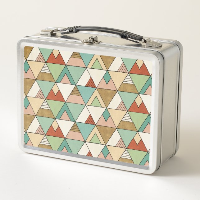 Southwest Geo Step | Hand Drawn Tribal Pattern Metal Lunch Box (Front)