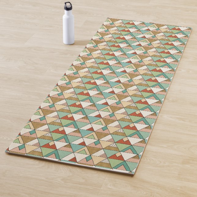 Southwest Geo Step | Hand Drawn Tribal Pattern Yoga Mat (In Situ)