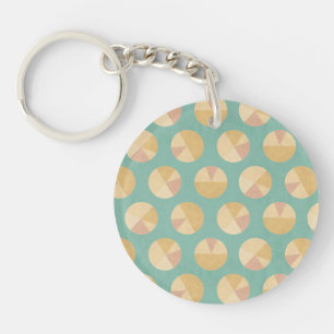 Southwest Geo Step   Orange & Green Circle Pattern Key Ring
