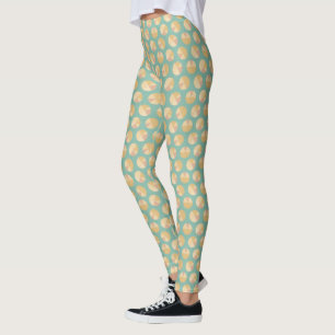 Southwest Geo Step   Orange & Green Circle Pattern Leggings