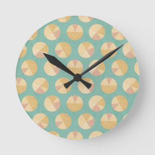 Southwest Geo Step   Orange & Green Circle Pattern Round Clock