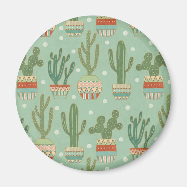 Southwest Geo Step | Potted Cactus Pattern Magnet (Front)