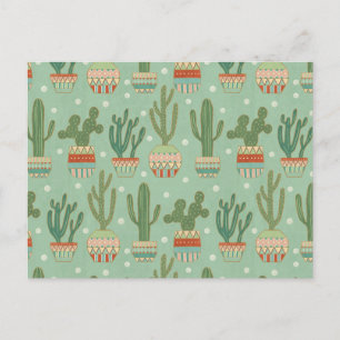 Southwest Geo Step Potted Cactus Pattern Postcard