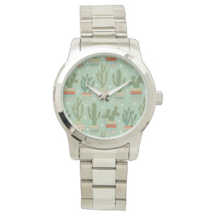 Southwest Geo Step   Potted Cactus Pattern Watch