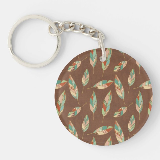 Southwest Geo Step | Southwest Feather Pattern Key Ring (Front)