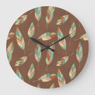 Southwest Geo Step   Southwest Feather Pattern Large Clock