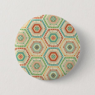 Southwest Geo Step Southwest Hexagon Pattern 6 Cm Round Badge