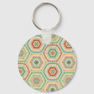 Southwest Geo Step   Southwest Hexagon Pattern Key Ring