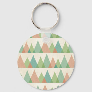 Southwest Geo Step   Teal & Coral Triangles Key Ring