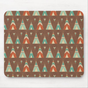 Southwest Geo Step Teal Teepee Pattern Mouse Pad