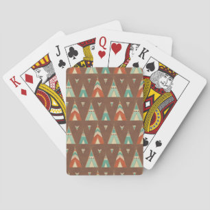 Southwest Geo Step   Teal Teepee Pattern Playing Cards