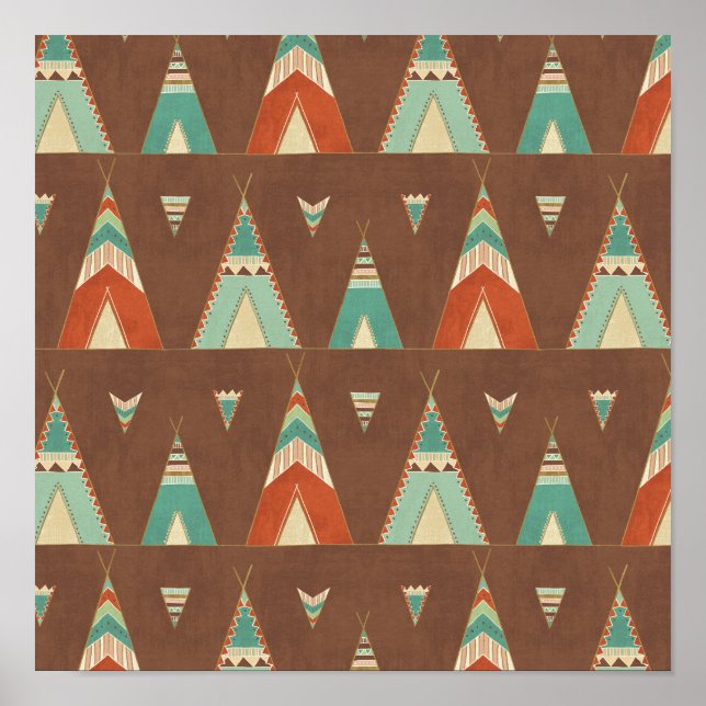 Southwest Geo Step | Teal Teepee Pattern Poster (Front)