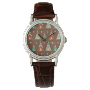 Southwest Geo Step   Teal Teepee Pattern Watch