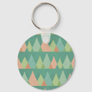 Southwest Geo Step   Teal Triangle Pattern Key Ring
