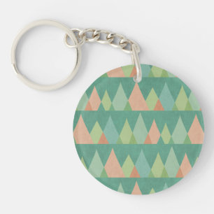 Southwest Geo Step   Teal Triangle Pattern Key Ring