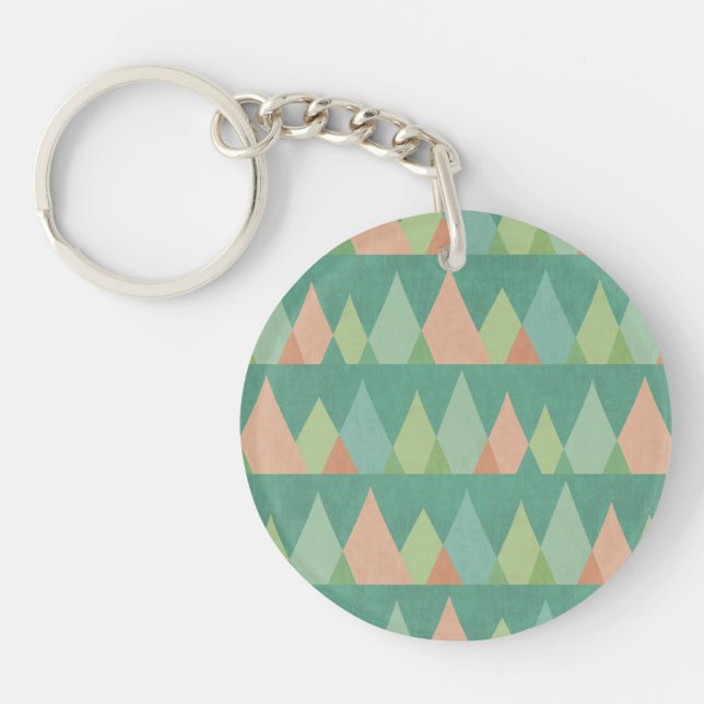 Southwest Geo Step | Teal Triangle Pattern Key Ring (Front)