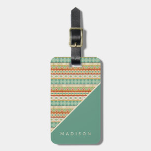 Southwest Geo Step   Watercolor Tribal Pattern Luggage Tag