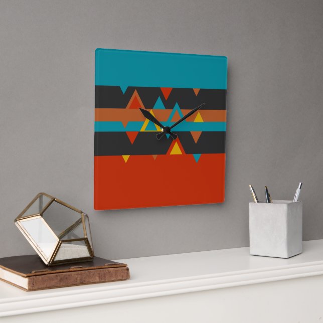 Southwest Geometric Square Wall Clock (Office)