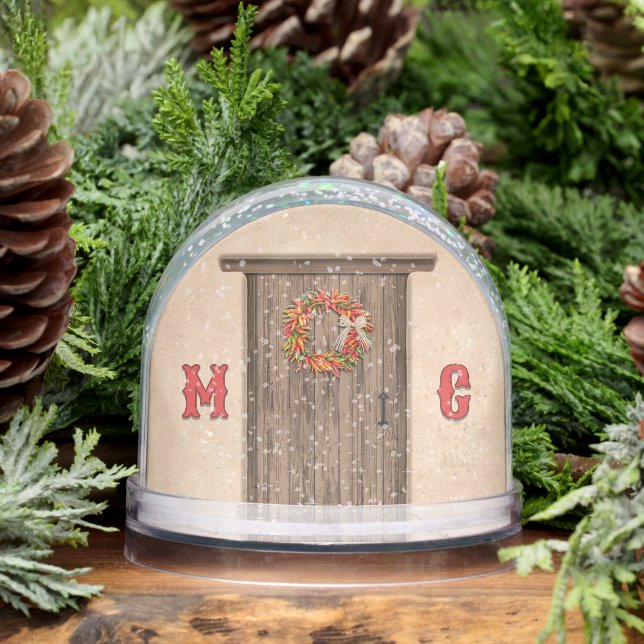 Southwest Holiday Chile Wreath Door Personalized Snowglobe (Winter)