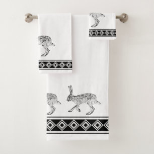 Southwest Jackrabbit Geometric Diamonds pattern Bath Towel Set