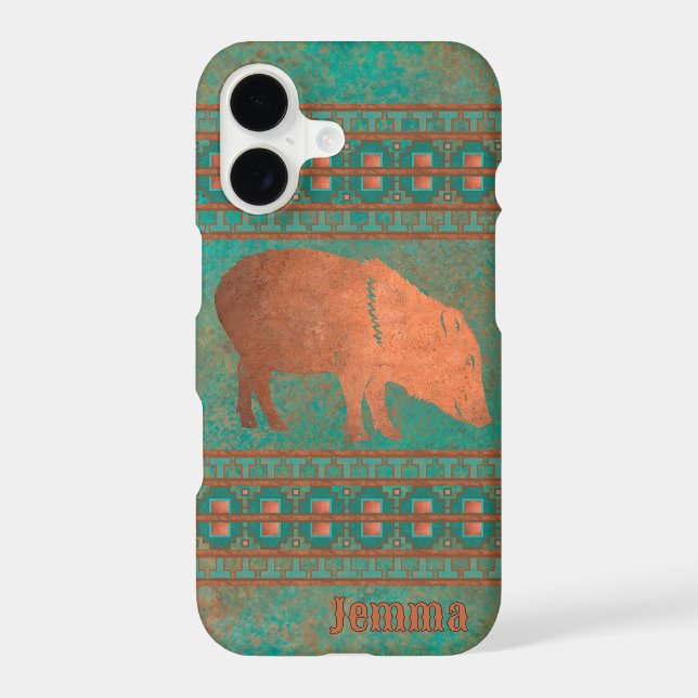 Southwest Javelina Mom Copper Teal Personalized (Back)