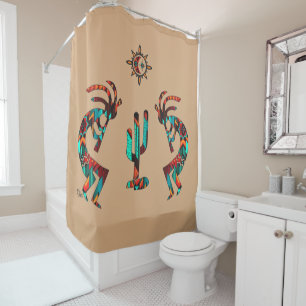 Southwest Kokopell And Cactus Shower Curtain