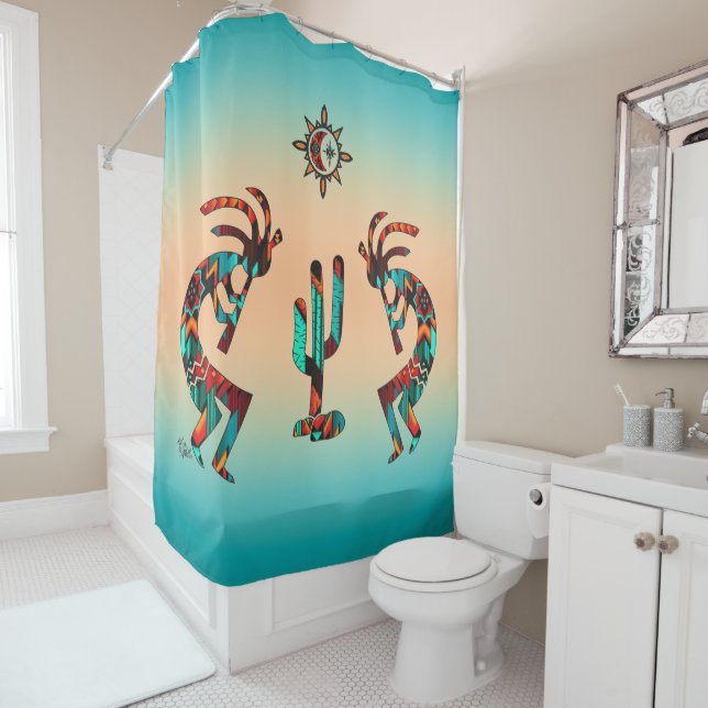 Southwest Kokopell And Cactus Shower Curtain (In Situ)
