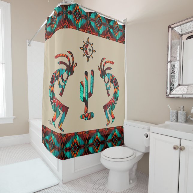 Southwest Kokopell And Cactus Shower Curtain (In Situ)