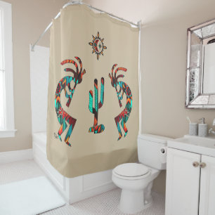 Southwest Kokopell And Cactus Shower Curtain