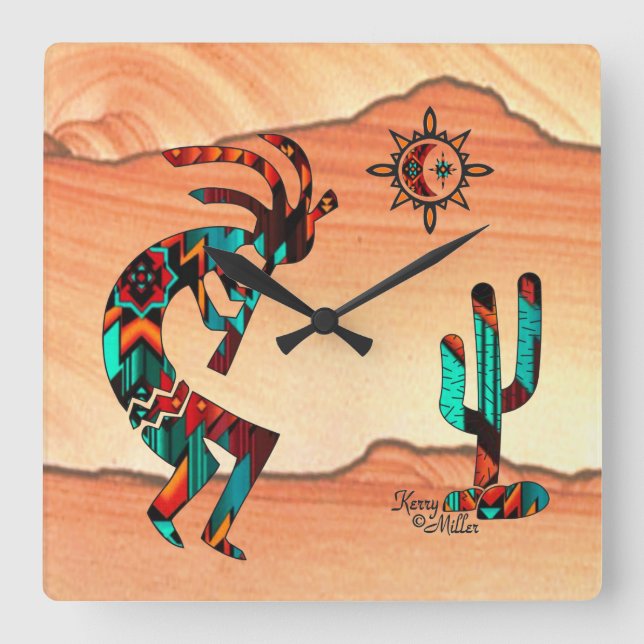 Southwest Kokopell Square Wall Clock (Front)