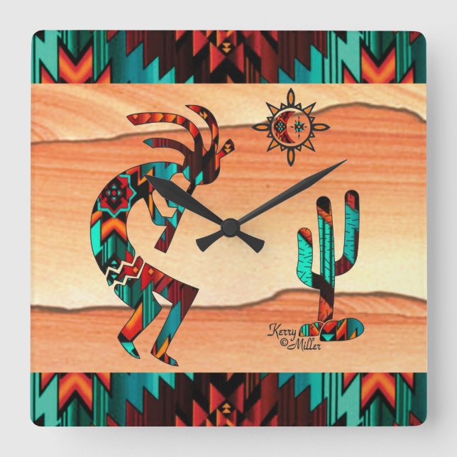 Southwest Kokopell Square Wall Clock (Front)