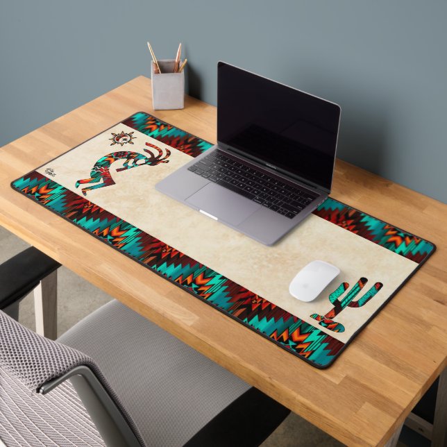 Southwest Kokopelli And Cactus Desk Mat (Office 2)