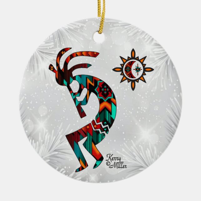 Southwest Kokopelli Ceramic Ornament (Front)