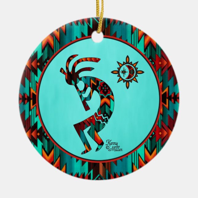 Southwest Kokopelli Ceramic Ornament (Front)