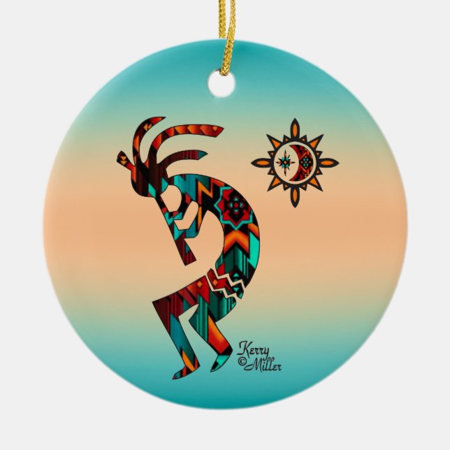 Southwest Kokopelli Ceramic Ornament (Front)