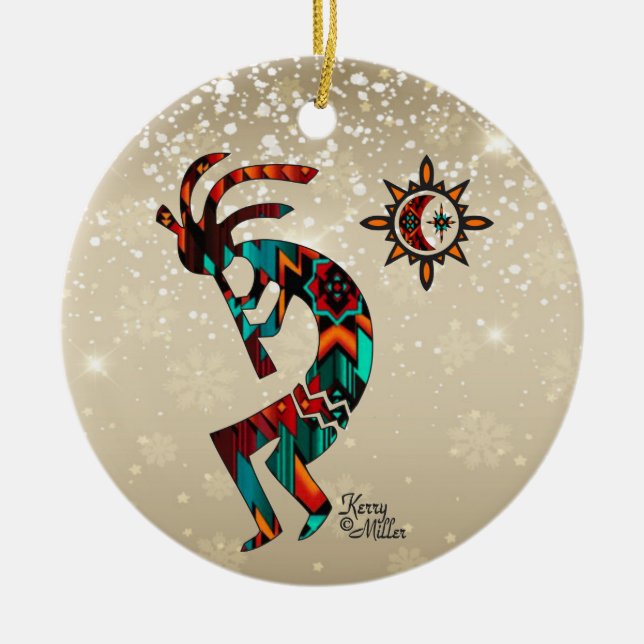 Southwest Kokopelli Ceramic Ornament (Front)