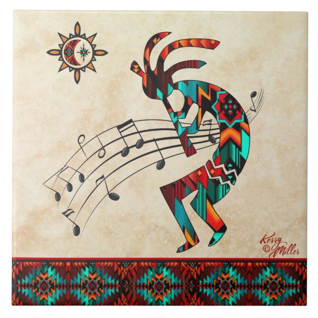 Southwest Kokopelli Ceramic Tile (Front)