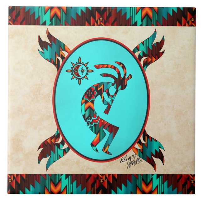 Southwest Kokopelli Ceramic Tile (Front)