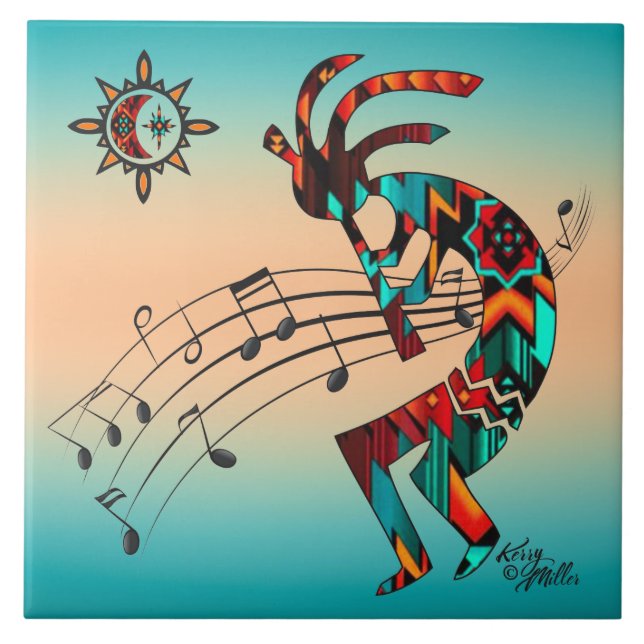 Southwest Kokopelli Ceramic Tile (Front)