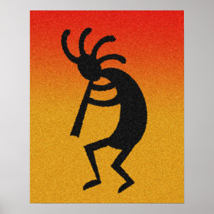 Southwest Kokopelli Desert Sun  Wall Art Poster