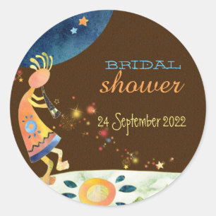 Southwest Kokopelli Fall Bridal Shower Classic Round Sticker